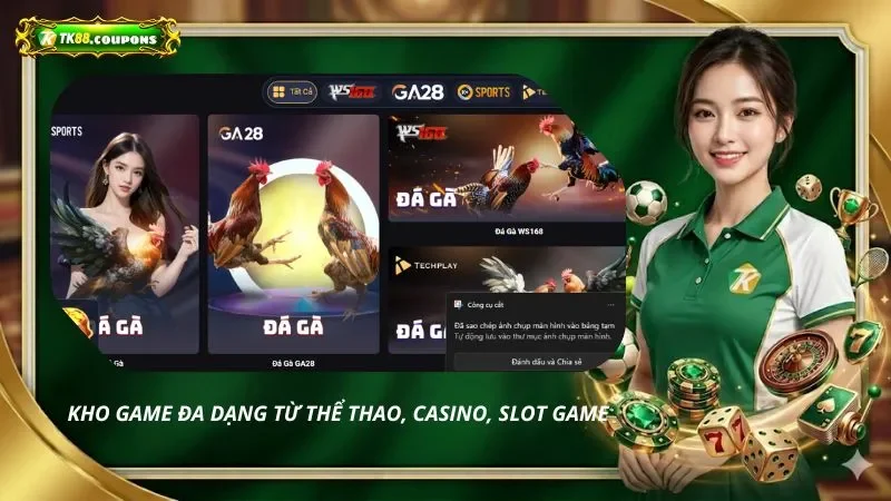 Kho game đa dạng từ thể thao, casino, slot game